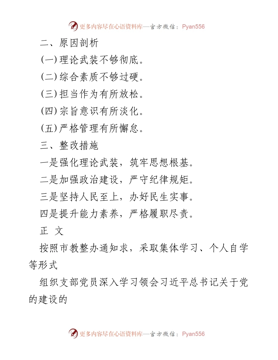 [对照检查材料] 教育整顿专题生活会 - 2024年党支部书记对照检查材料分析与整改措施.docx_第2页