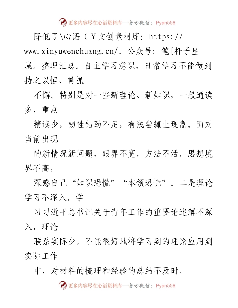 [对照检查材料] 共青团主题教育民主生活会 - 深刻反思与整改措施.docx_第2页