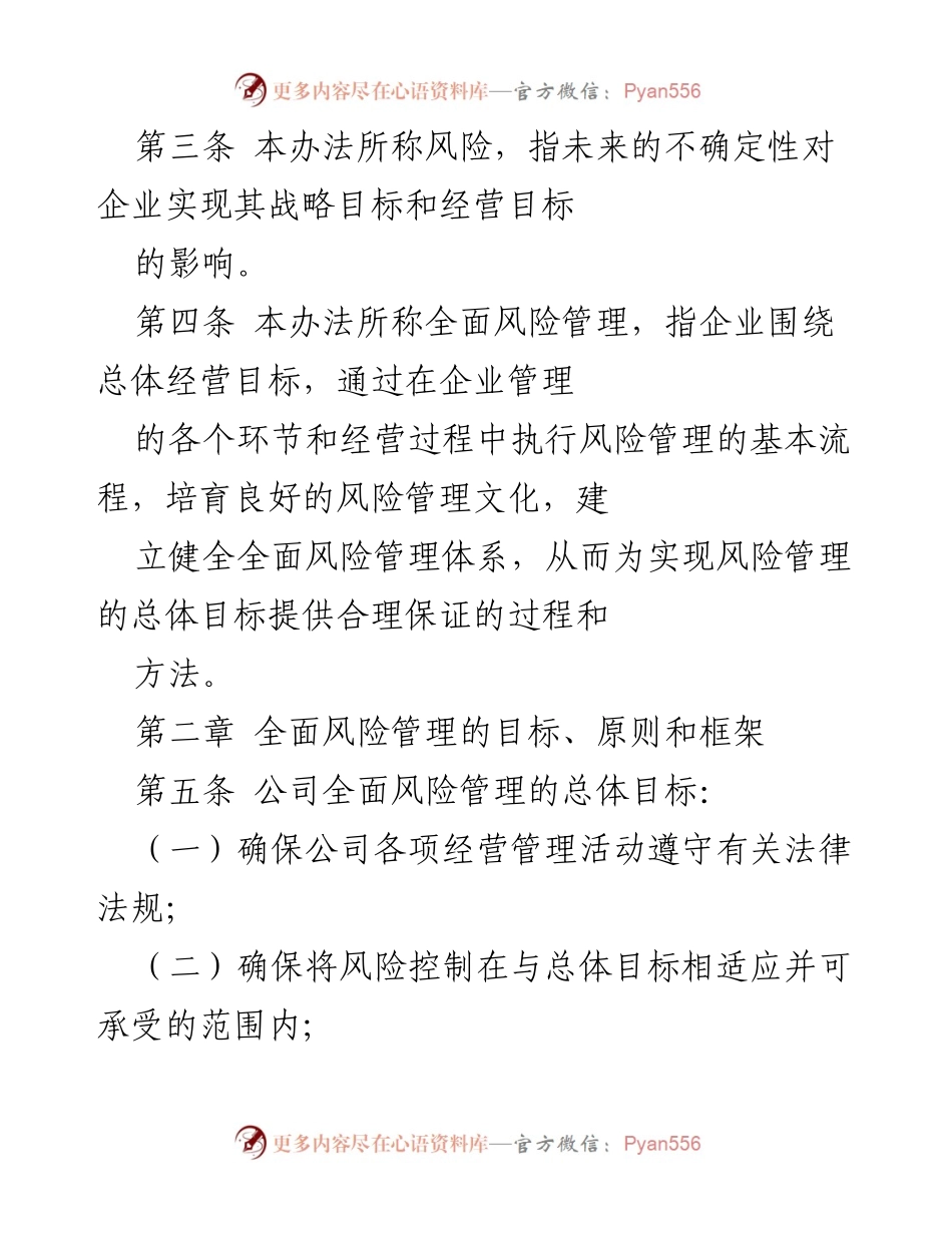 [工作制度] 企业管理 - 全面风险管理办法（参考）.docx_第2页
