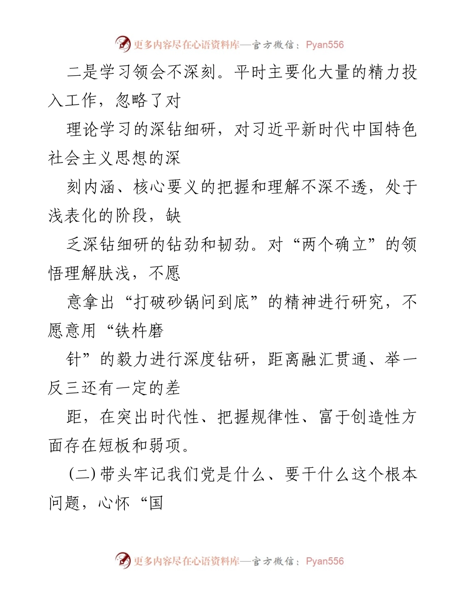 [对照检查材料] 党史学习教育专题民主生活会 - 领导班子对照检查中存在的问题分析.docx_第2页