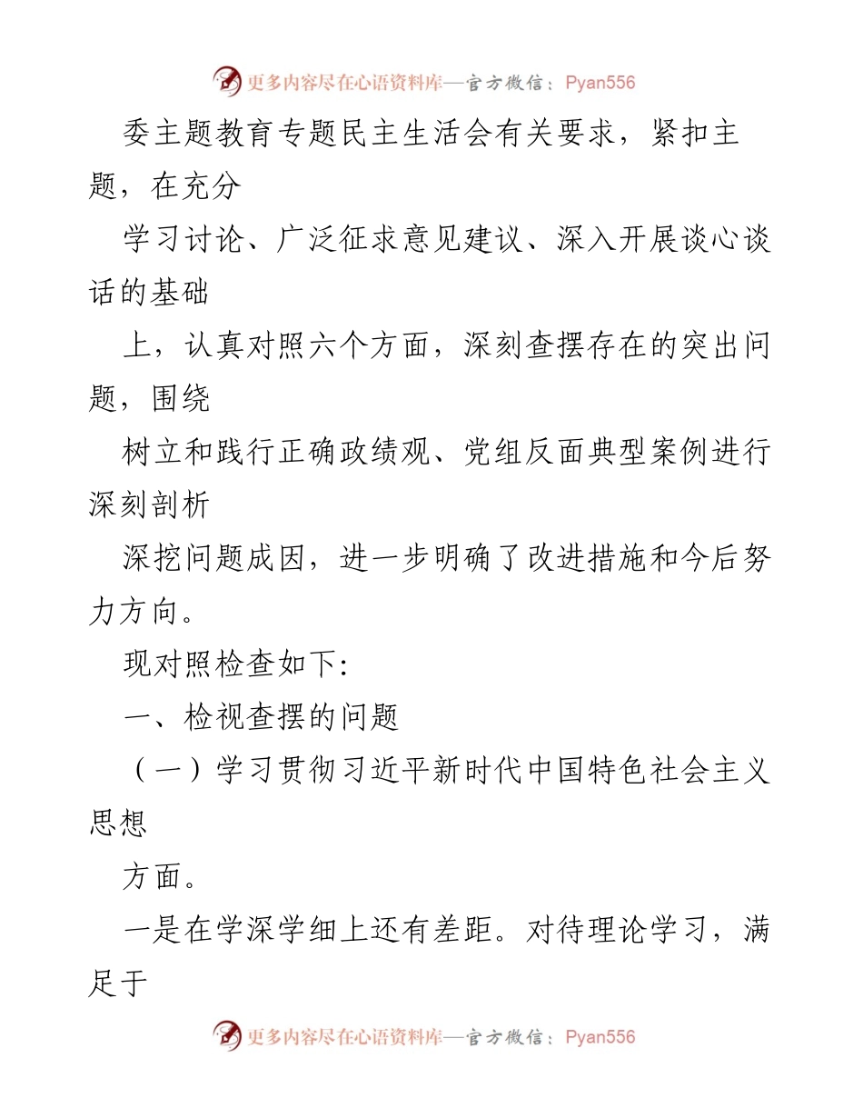 [对照检查材料] 主题教育专题民主生活会 - 深刻剖析与改进措施的对照检查报告.docx_第2页