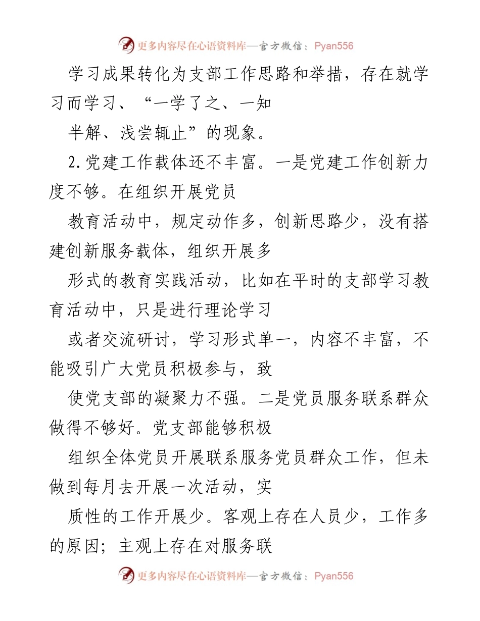 [工作总结] 2022年度组织生活 - 党支部班子批评意见汇总与改进建议.docx_第2页