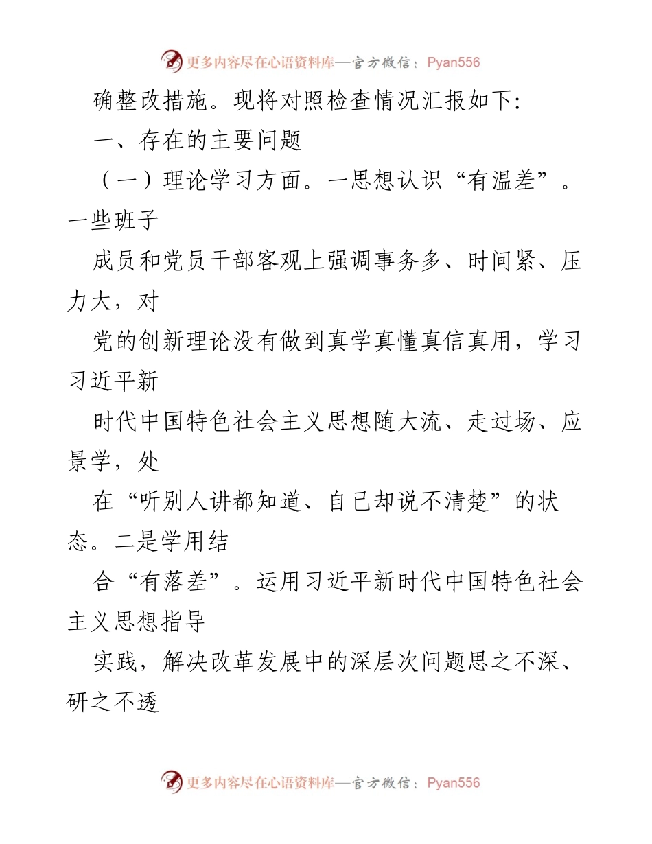 [对照检查材料] 主题教育民主生活会 - 深化理论学习与政治素质提升的对照检查报告.docx_第2页
