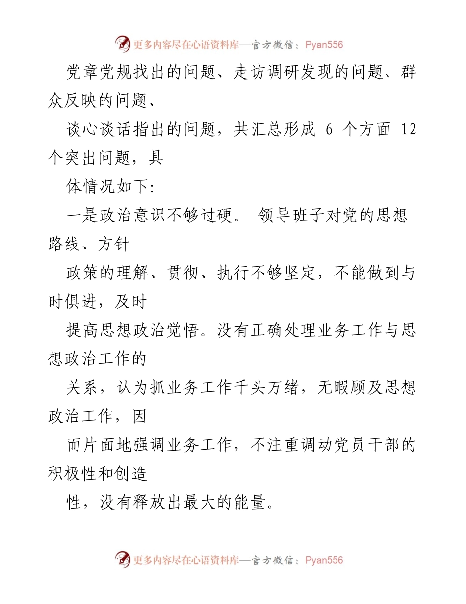 [对照检查] 主题教育 - 2023年主题教育班子对照检查问题清单及分析.docx_第2页