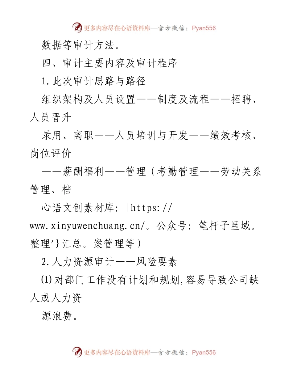 [审计方案] 人力资源审计 - 人力资源审计工作方案.docx_第2页