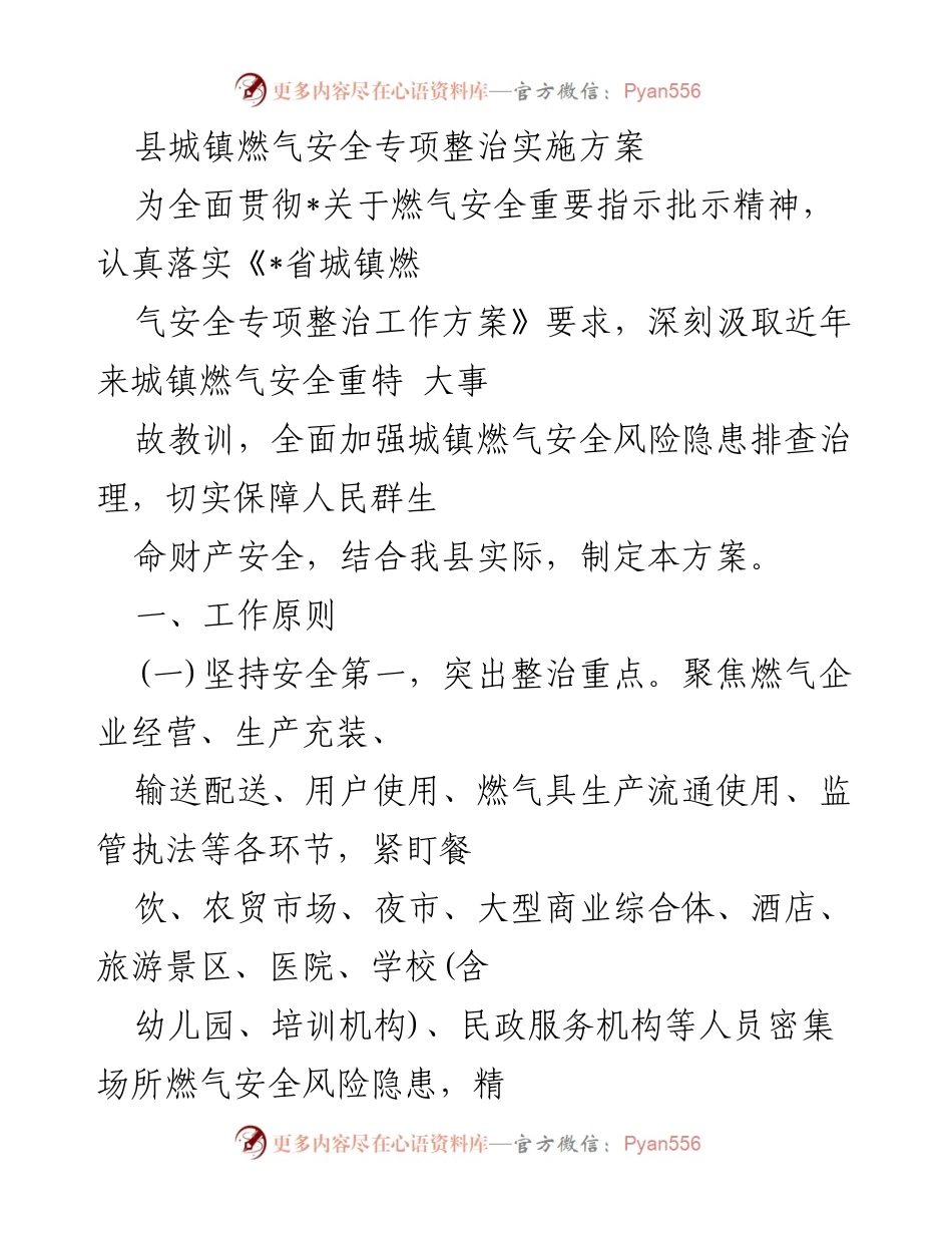 [实施方案] 燃气安全专项整治 - 县城镇燃气安全专项整治实施方案.docx_第1页