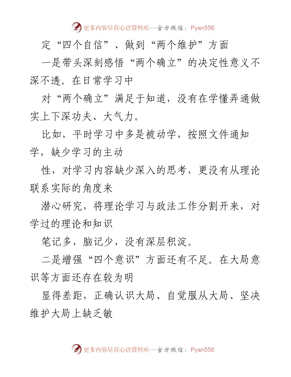 [对照检查材料] 领导干部民主生活会 - 深入查摆问题，落实整改措施.docx_第2页