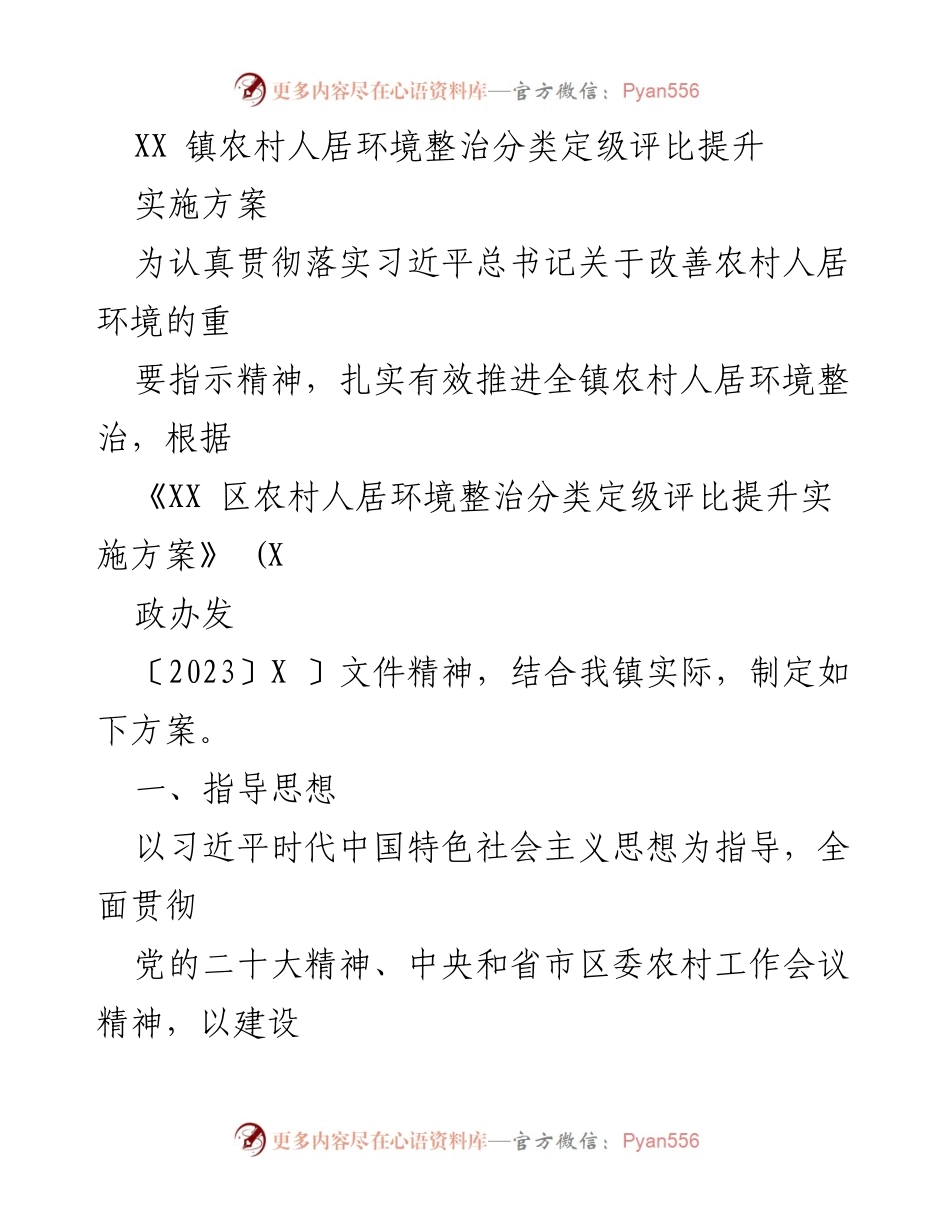 [实施方案] 村镇环境整治 - XX镇农村人居环境整治提升实施方案.docx_第1页