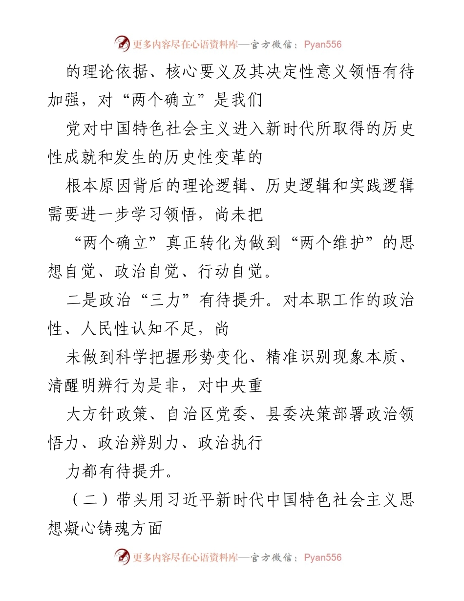 [对照检查材料] 党员领导干部民主生活会 - 2022年度党员领导干部民主生活会对照检查材料_2.docx_第2页