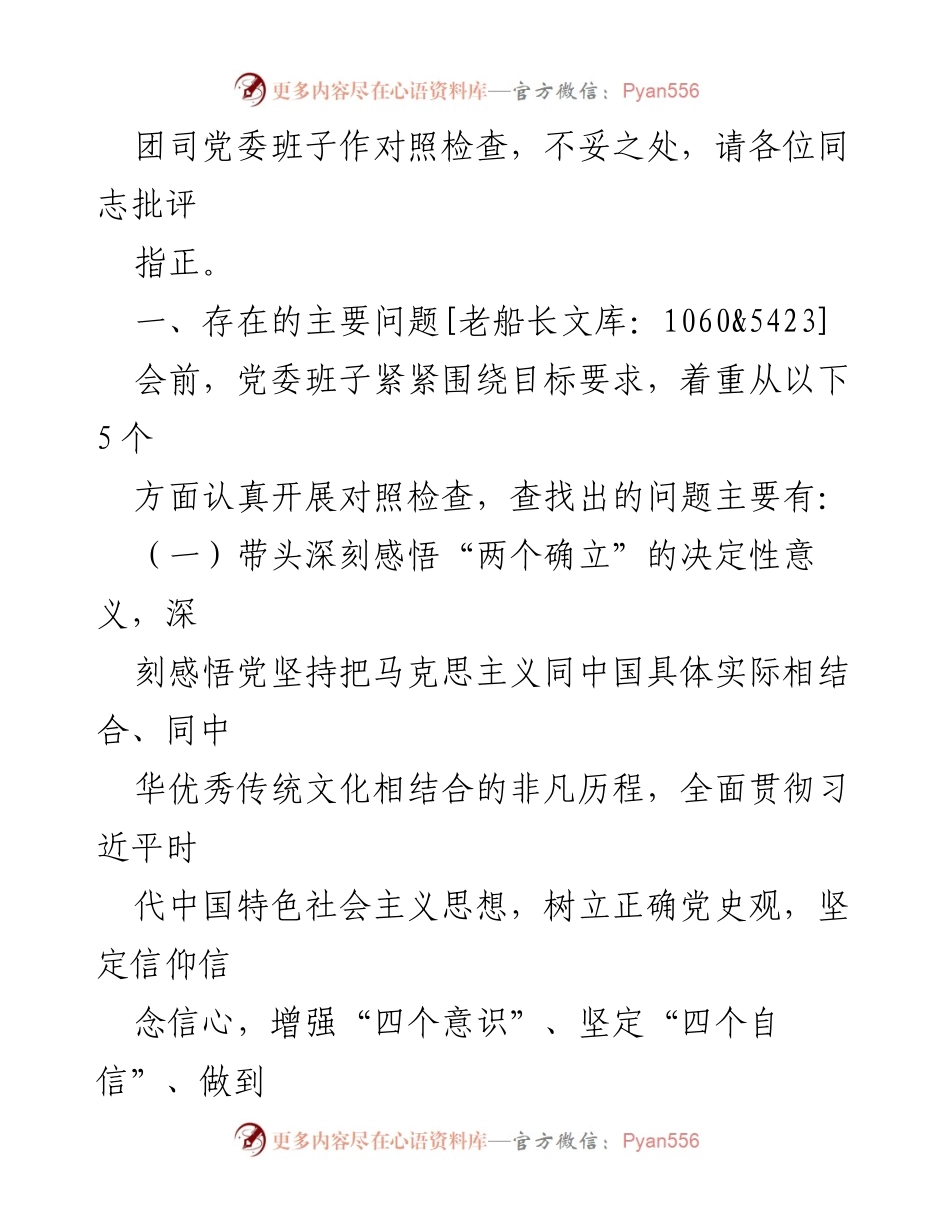 [对照检查材料] 年度民主生活会 - XX集团党委班子2023年度对照检查报告.docx_第2页