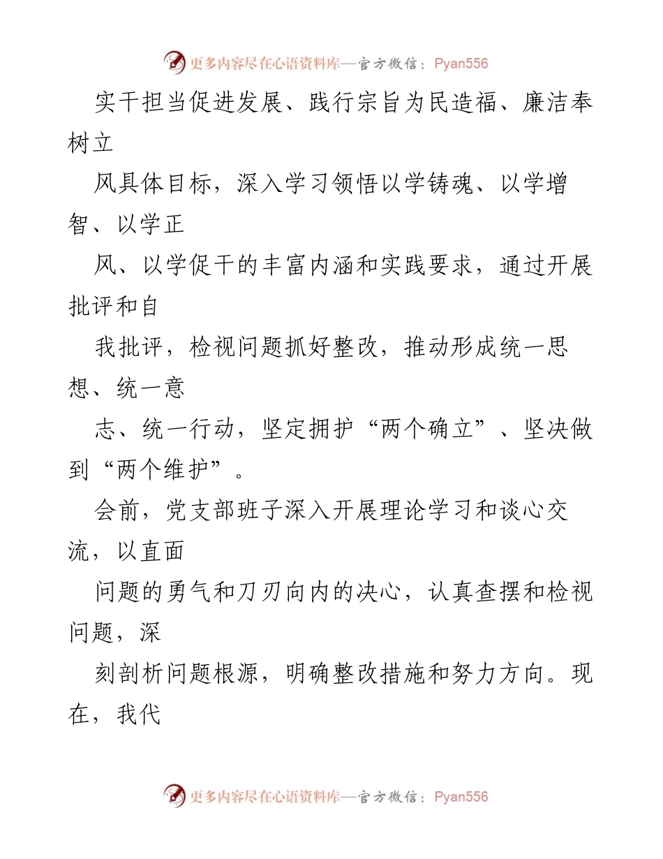 [对照检查材料] 党支部民主生活会 - 2024年党支部班子对照检查材料分析与整改措施.docx_第2页