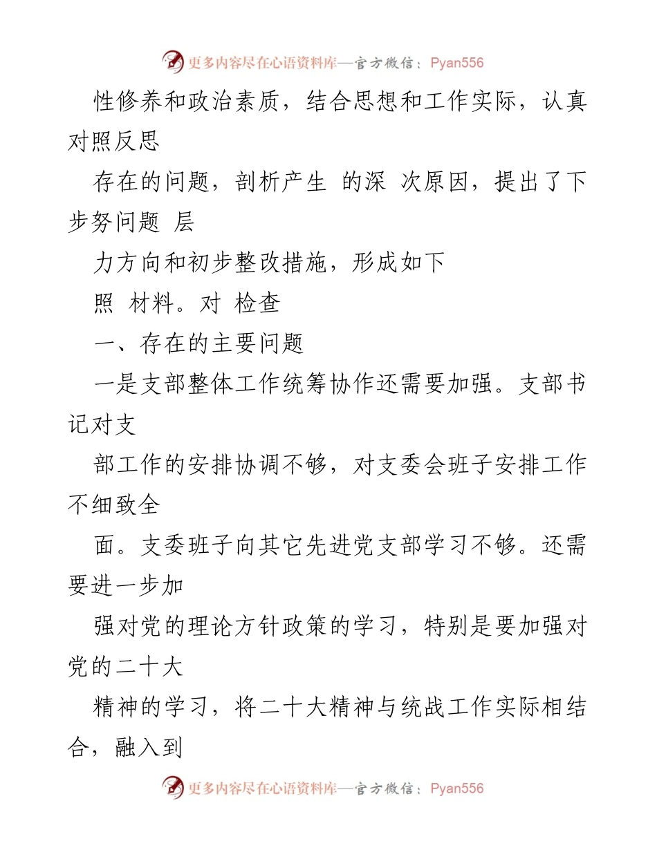 [对照检查材料] 党支部组织生活会 - 派出所党支部班子对照检查与整改措施分析.docx_第2页