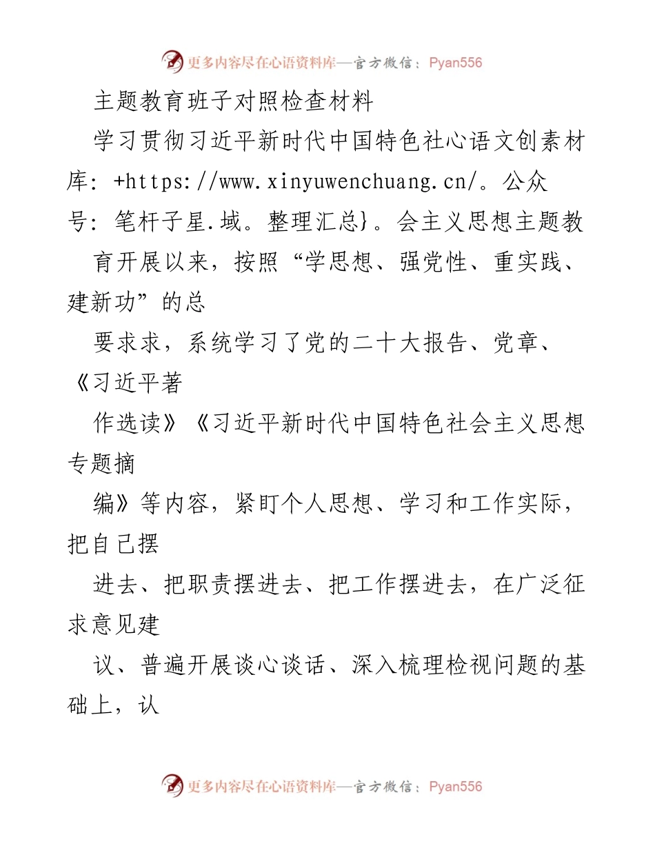 [对照检查材料] 主题教育 - 班子对照检查与整改措施报告.docx_第1页
