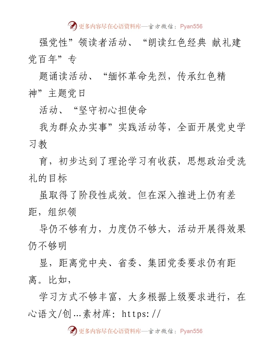 [对照检查材料] 党史学习教育专题组织生活会 - 党支部对照检查情况报告_1.docx_第2页