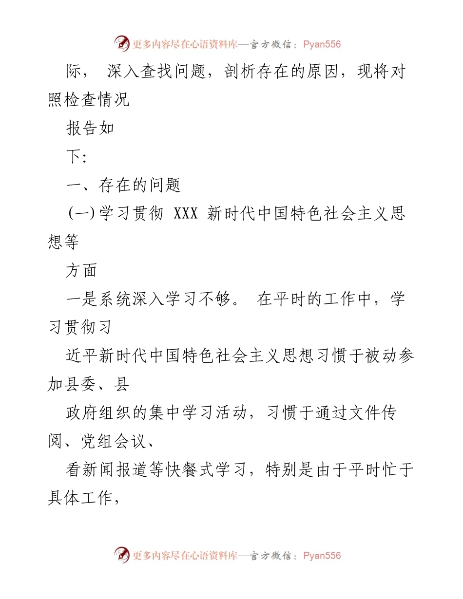 [对照检查材料] 民主生活会 - 常务副县长个人对照检查材料分析.docx_第2页