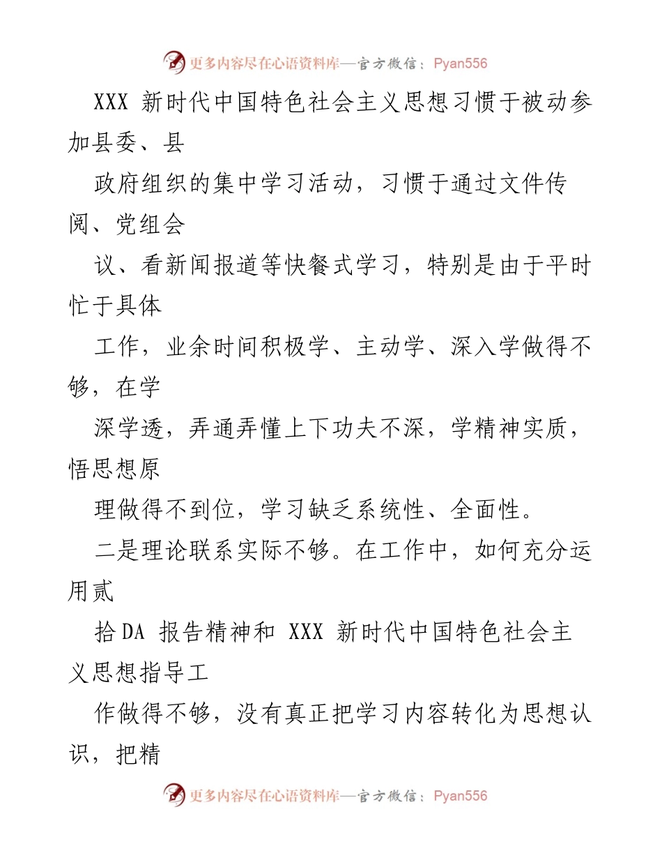 [对照检查材料] 民主生活会 - 常务副县长对照检查材料总结与反思.docx_第2页