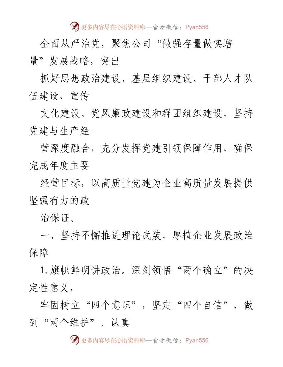 [工作总结] 2023年国企党建工作 - 2023年国企党建工作要点及实施方案.docx_第2页