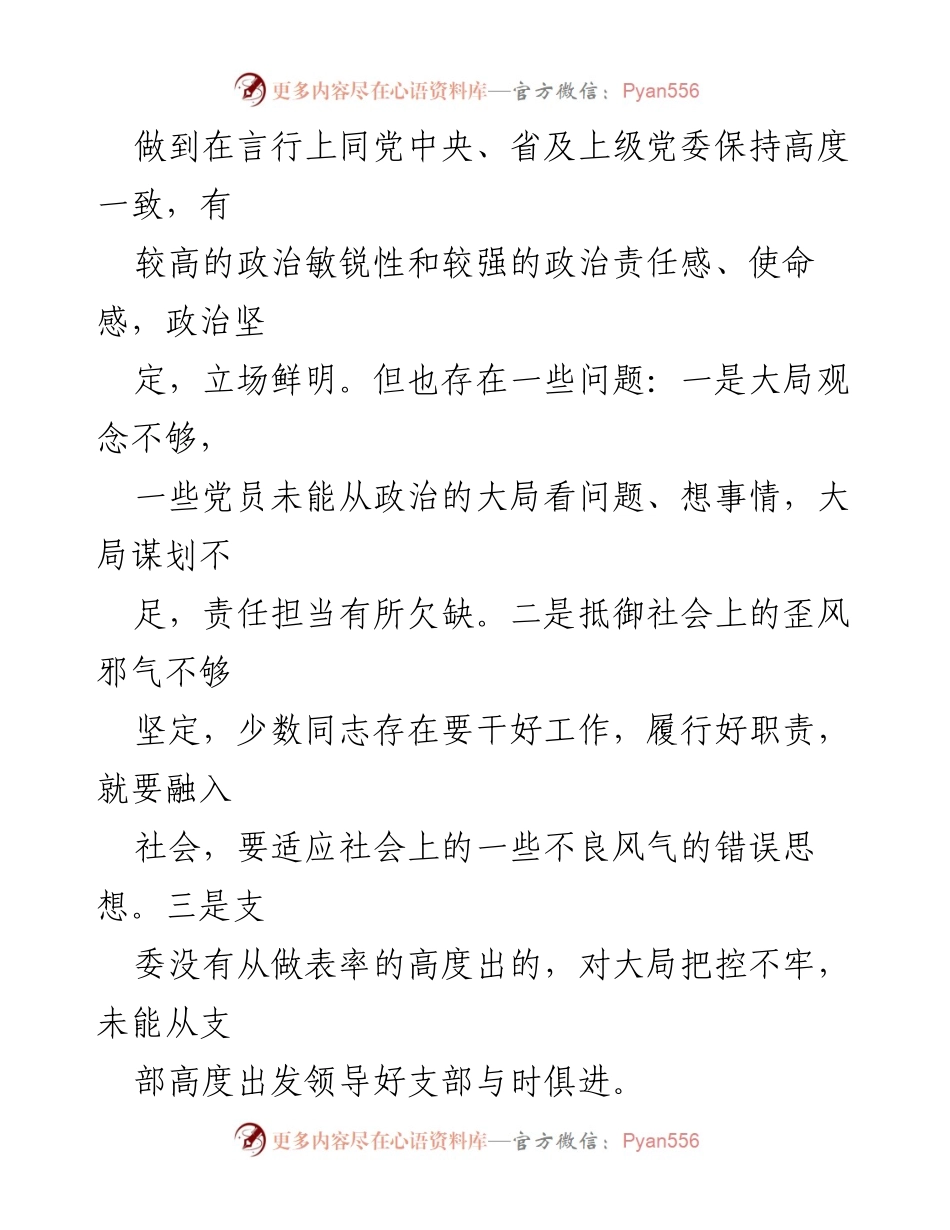 [对照检查材料] 党支部组织生活会 - 202X年度党支部组织生活会对照检查报告.docx_第2页