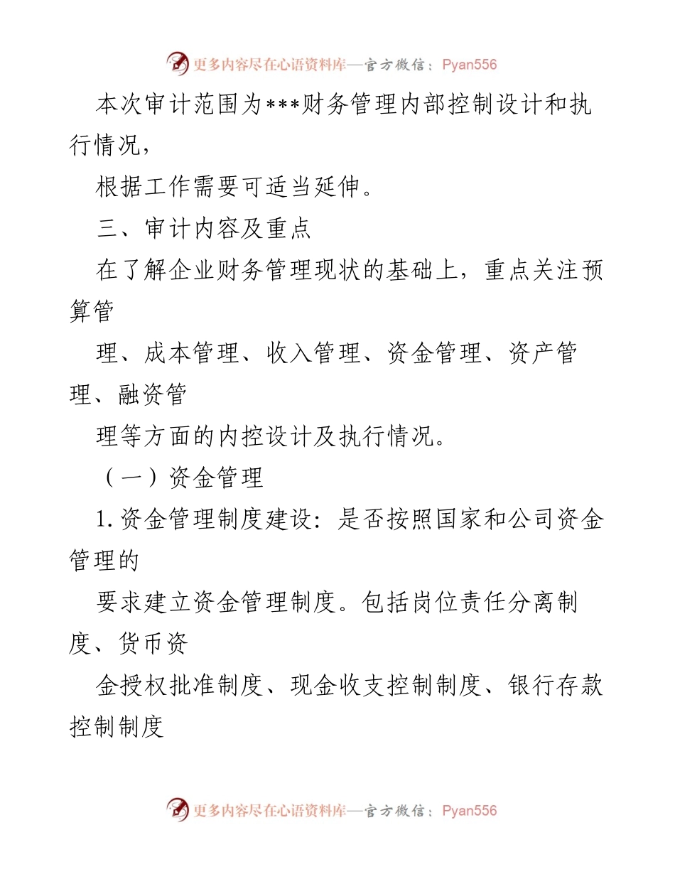 [审计方案] 财务管理 - 财务管理内控审计方案.docx_第2页