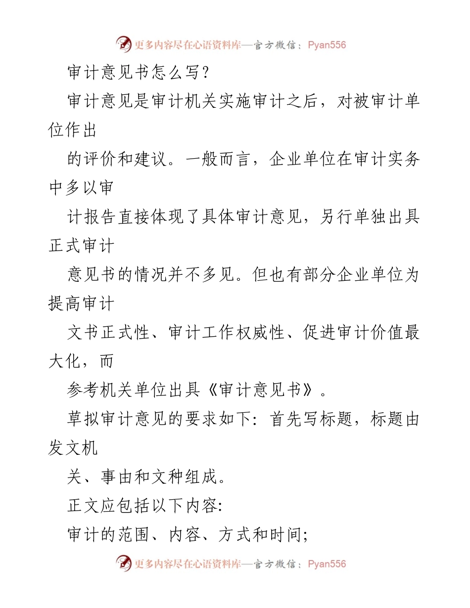 [审计意见书] 审计工作 - 审计意见书撰写指南.docx_第1页