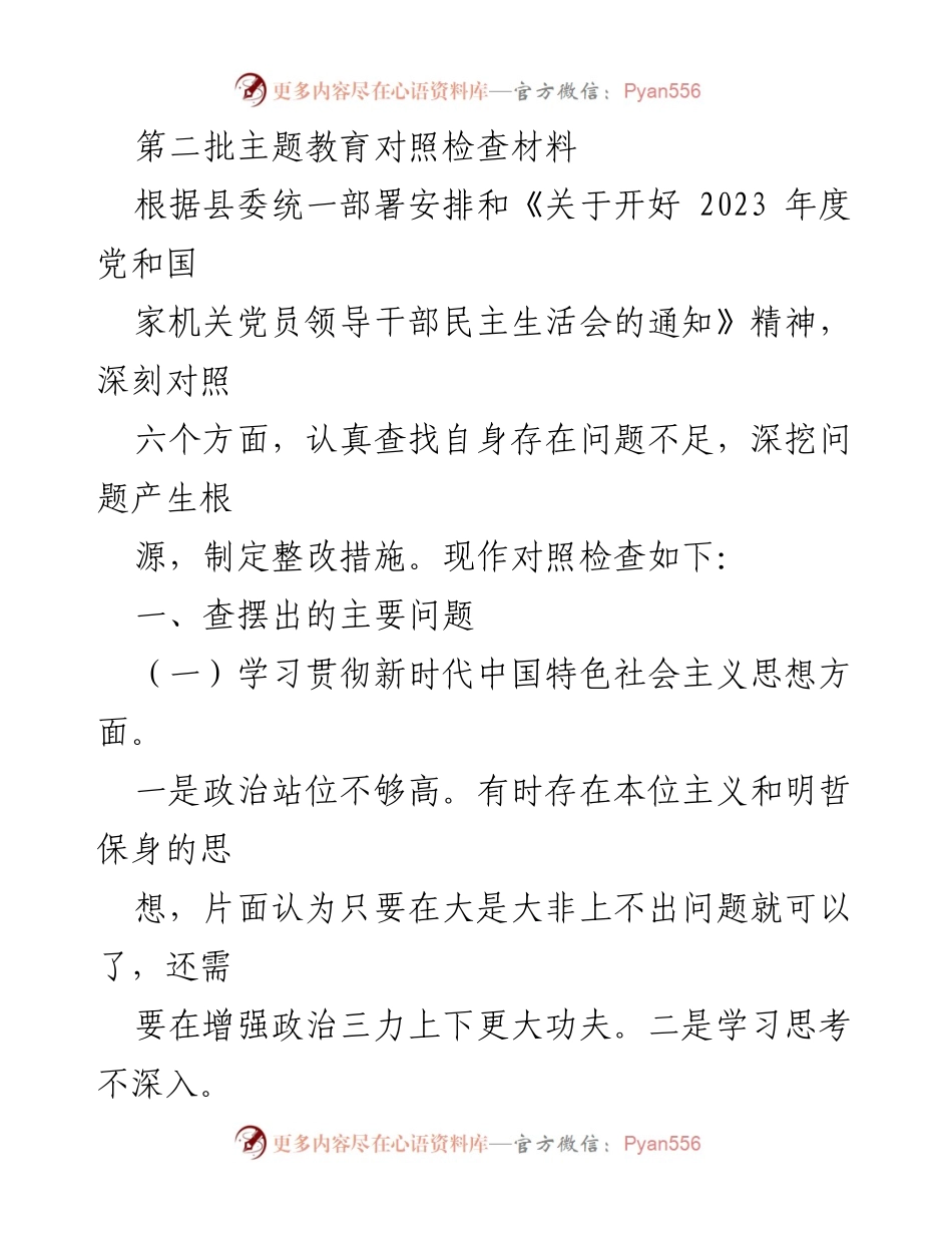 [对照检查材料] 主题教育 - 第二批主题教育自查与整改报告.docx_第1页