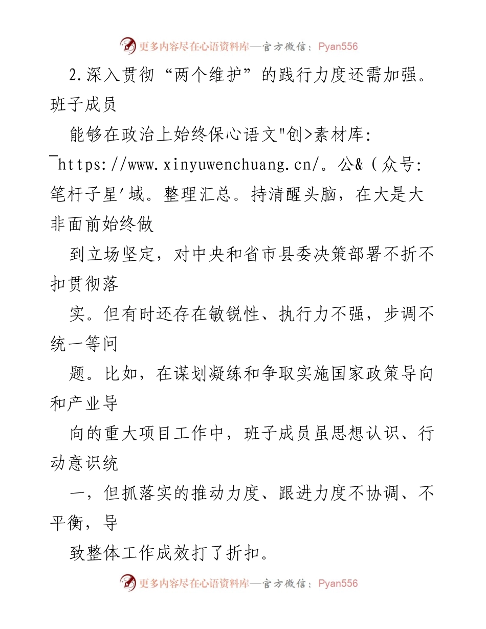 [对照检查] 主题教育 - 班子成员年度问题剖析报告.docx_第2页