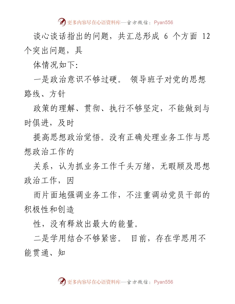 [对照检查] 主题教育 - 2023年主题教育班子对照检查问题分析报告.docx_第2页