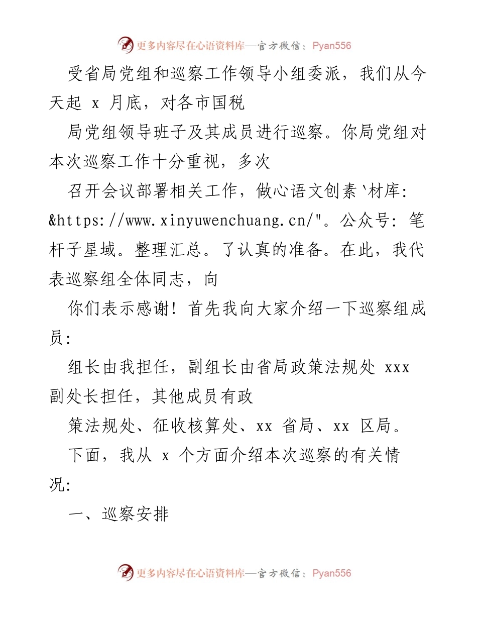 [巡察报告] 巡察工作 - 关于各市国税局党组巡察工作的安排与重点内容介绍.docx_第1页