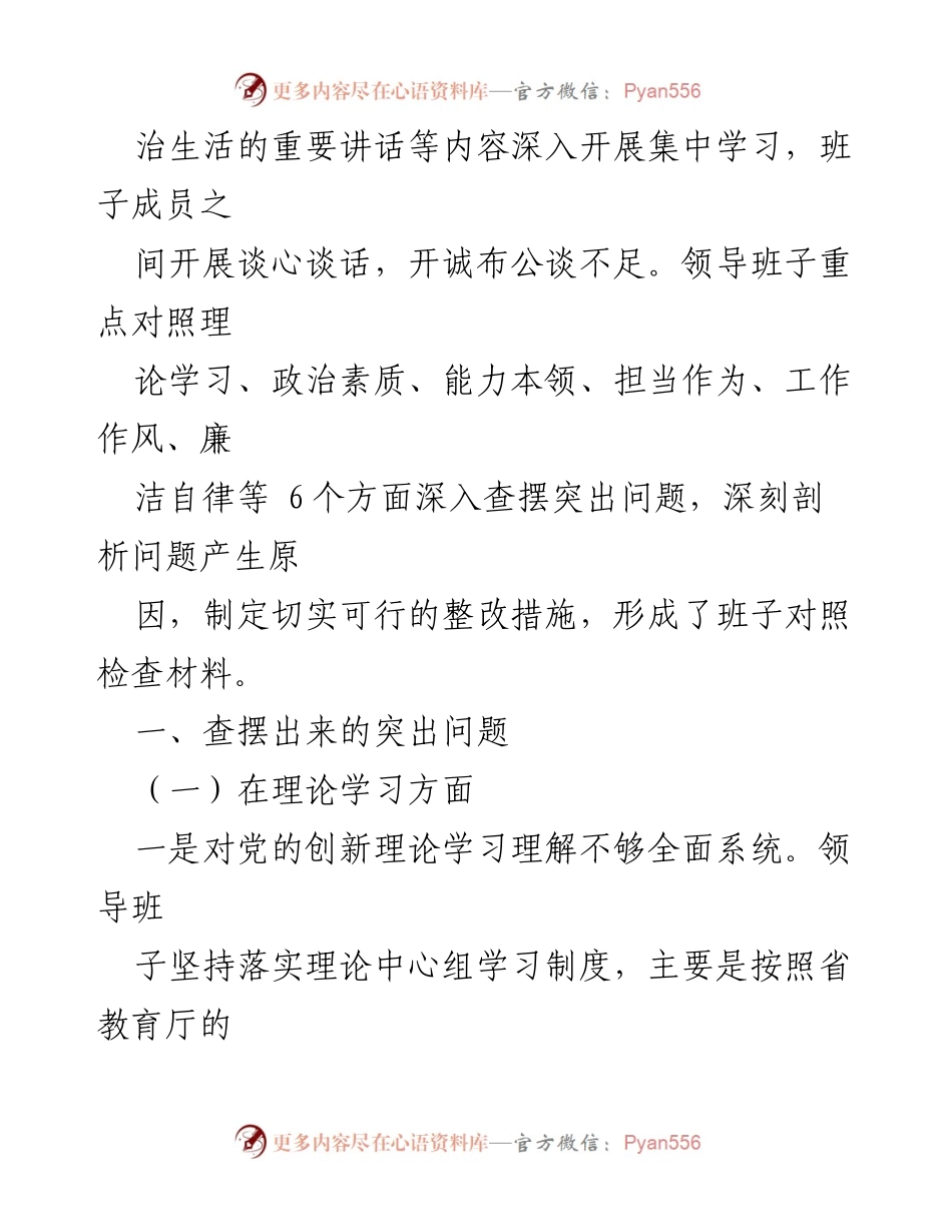 [对照检查材料] 专题民主生活会 - 领导班子对照检查与整改措施总结.docx_第2页