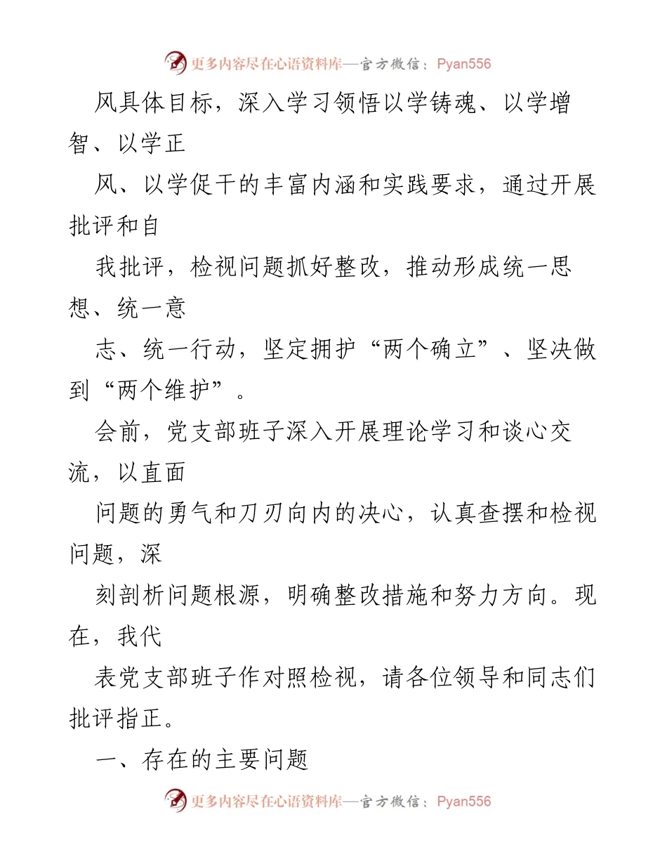 [对照检查材料] 党支部民主生活会 - 党支部班子对照检查存在问题及整改措施.docx_第2页