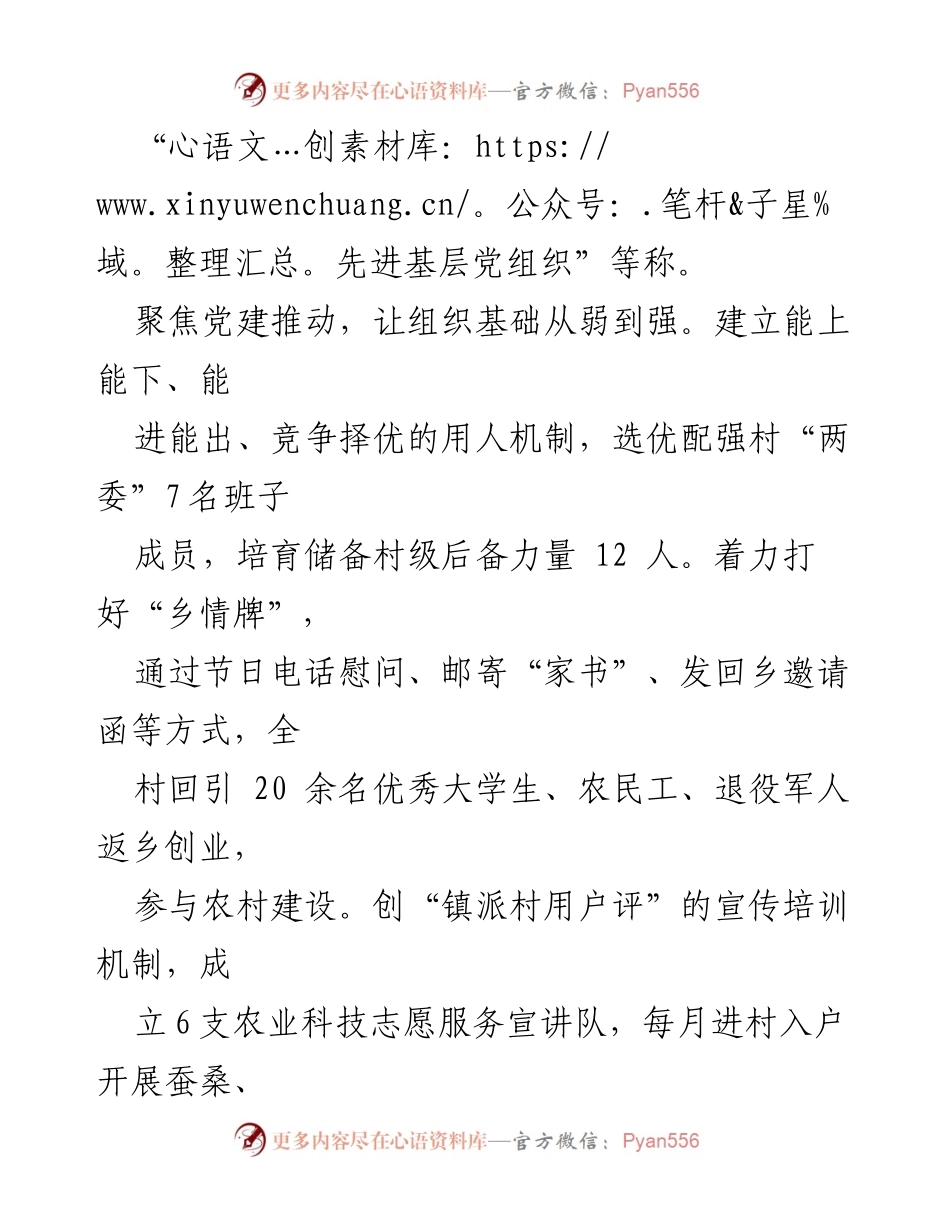 [工作总结] 乡村振兴 - 激活“党建＋”模式，助推XX村乡村振兴成果.docx_第2页