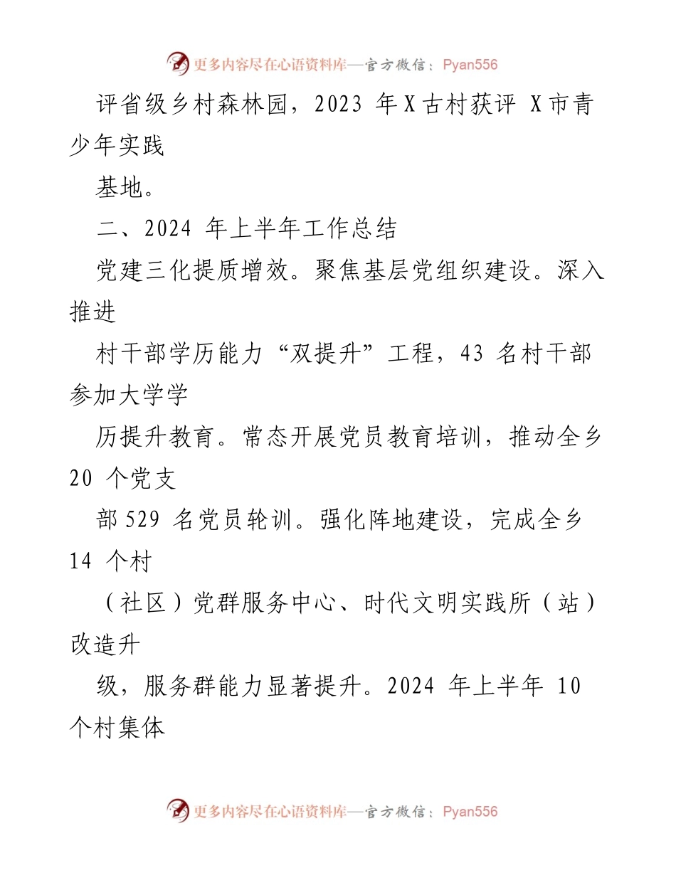 [工作总结] 乡镇工作 - 2024年上半年工作总结与下半年工作计划.docx_第2页