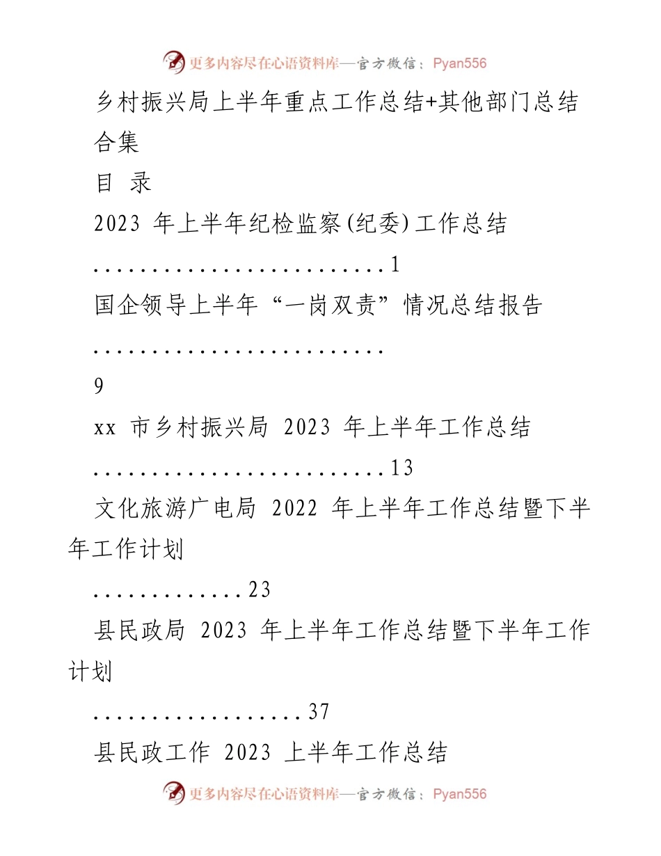 [工作总结] 乡村振兴局 - 2023年上半年乡村振兴局重点工作总结及其他部门汇总.docx_第1页