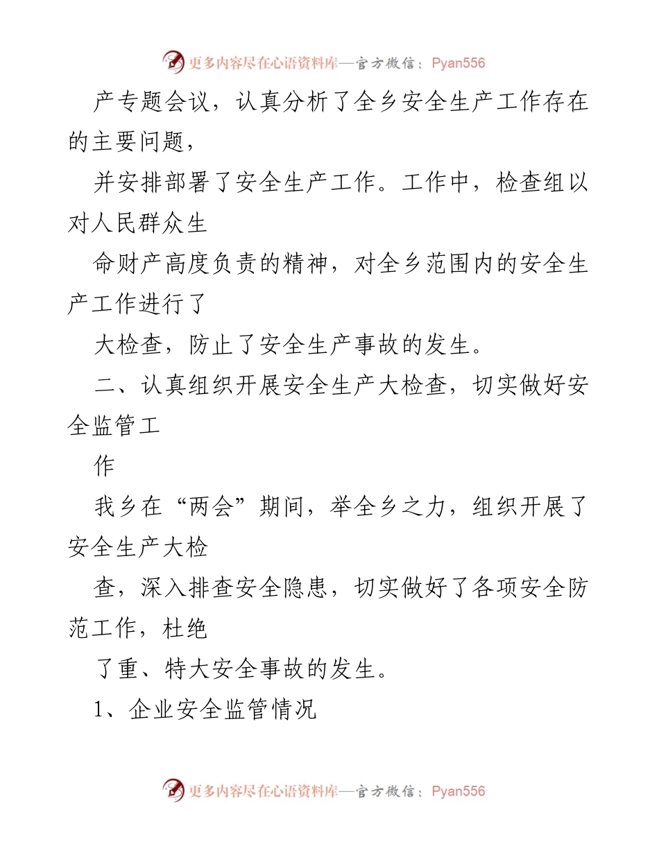 [工作总结] 乡“两会”期间 - 安全生产工作总结与措施落实.docx_第2页