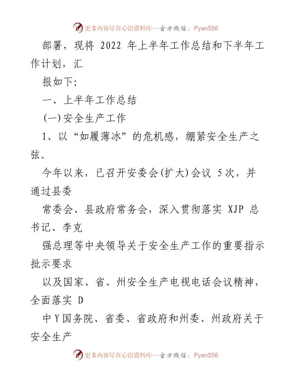 [工作总结] 上半年工作汇报 - xx县应急管理局2022年上半年工作总结与下半年计划.docx_第2页