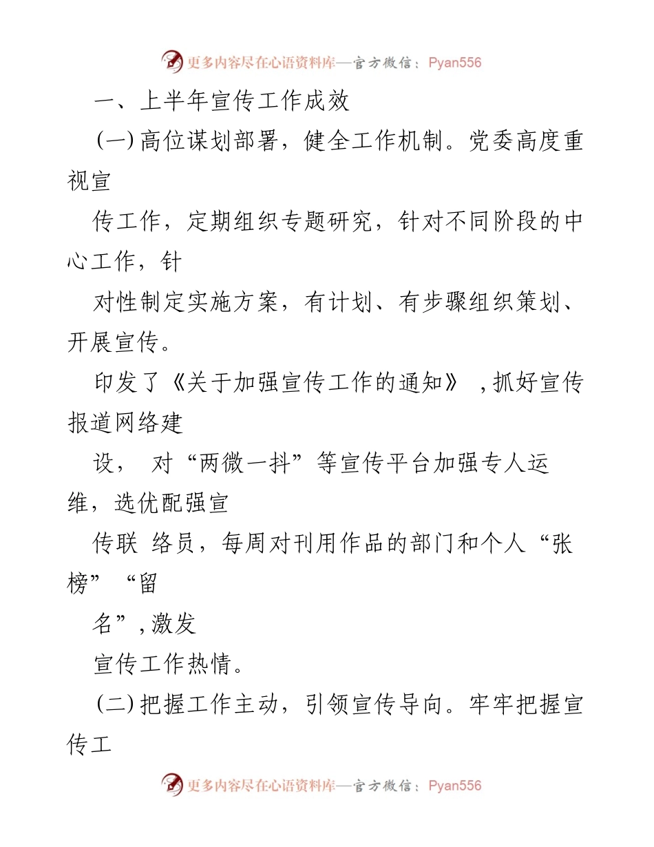 [工作总结] 2024年宣传工作 - 2024年宣传工作半年总结与反思_1.docx_第2页