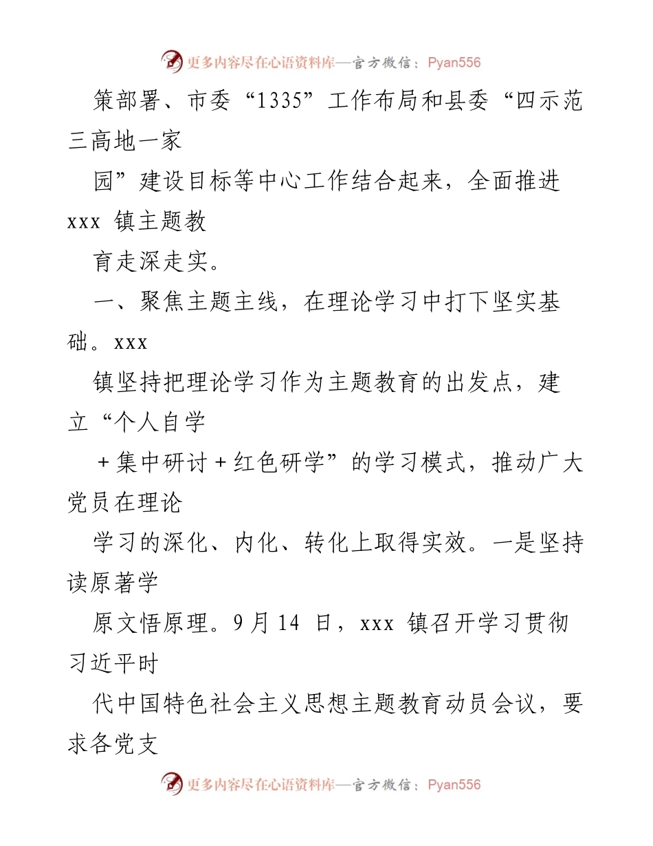 [工作总结] 主题教育工作 - xxx 镇主题教育工作汇报.docx_第2页