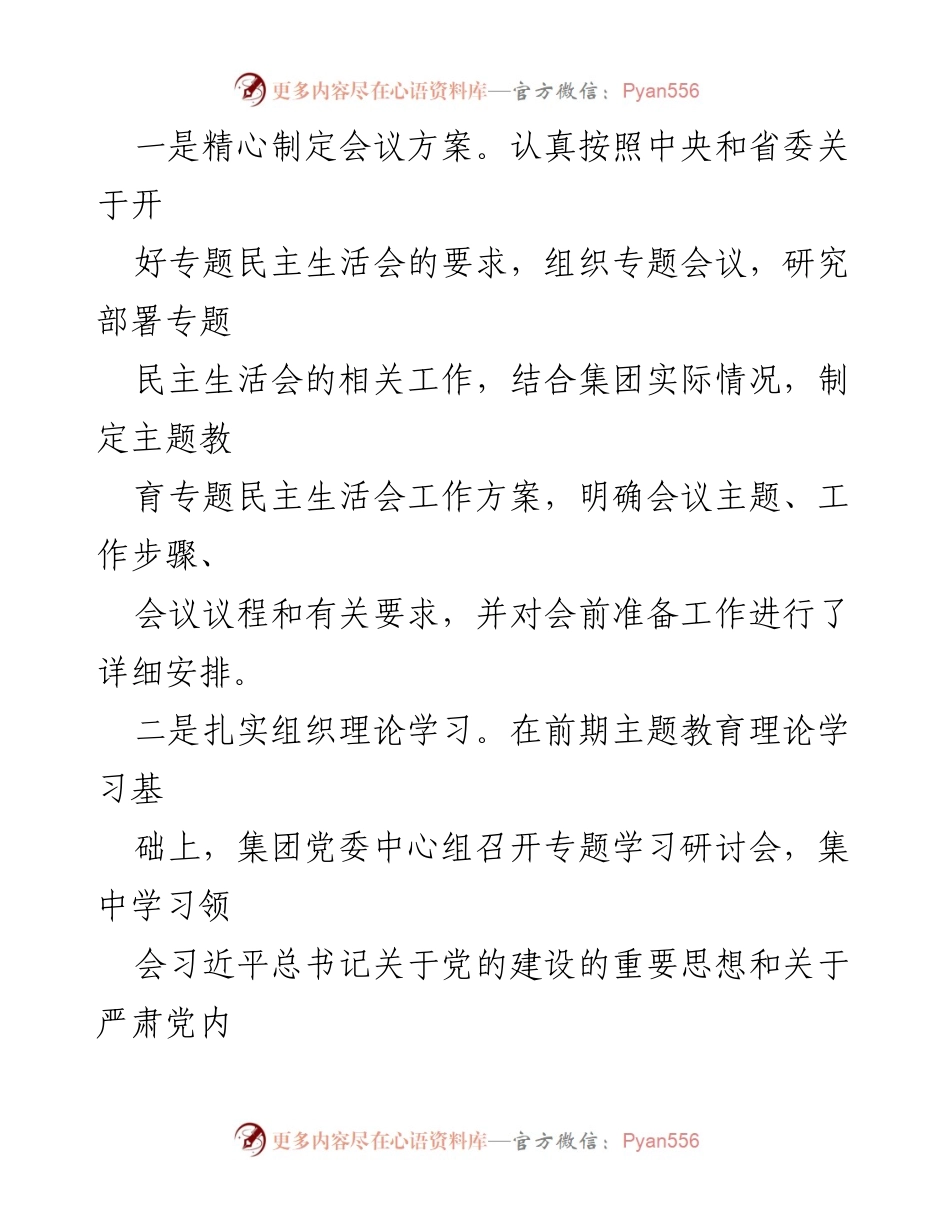 [工作总结] 主题教育专题民主生活会 - 某集团主题教育专题民主生活会召开情况报告.docx_第2页