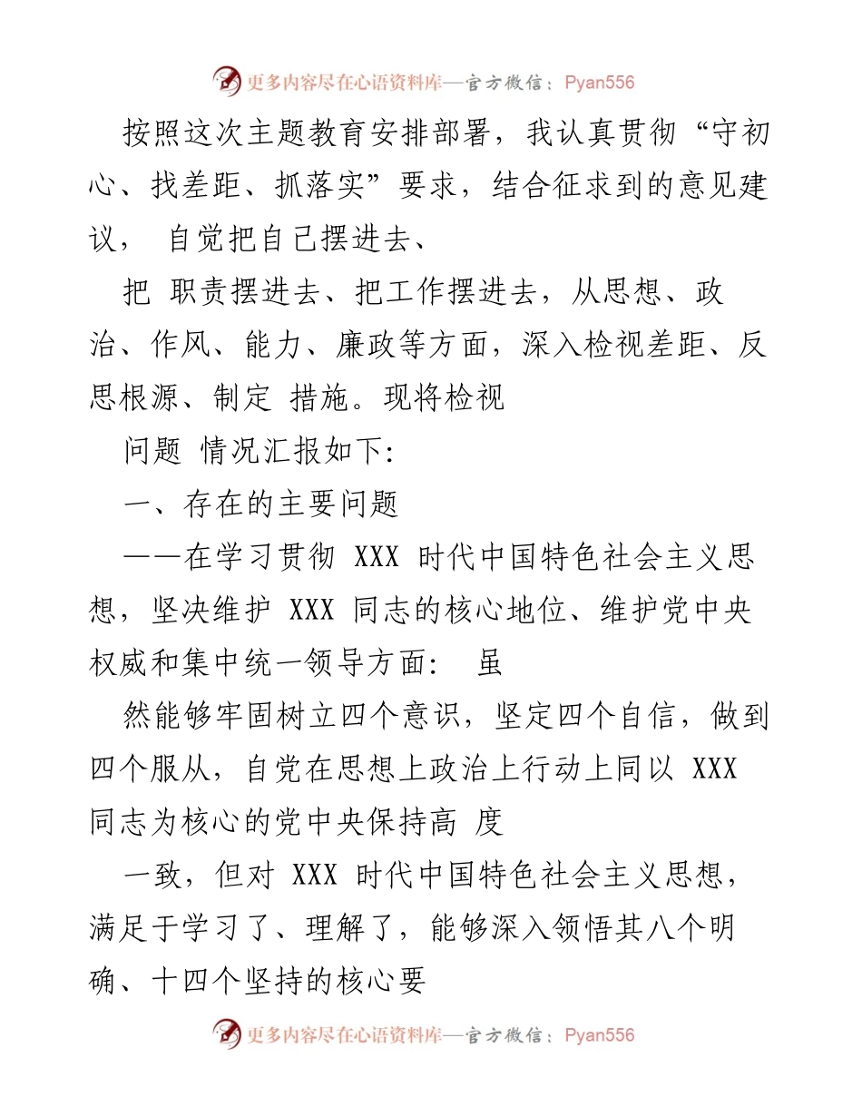[工作总结] 主题教育 - 主题教育检视问题工作总结.docx_第1页