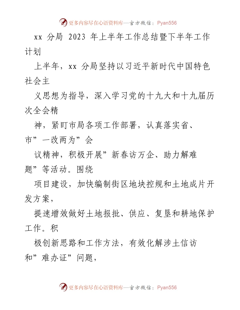 [工作总结] xx分局 - 2023年上半年工作总结暨下半年工作计划.docx_第1页