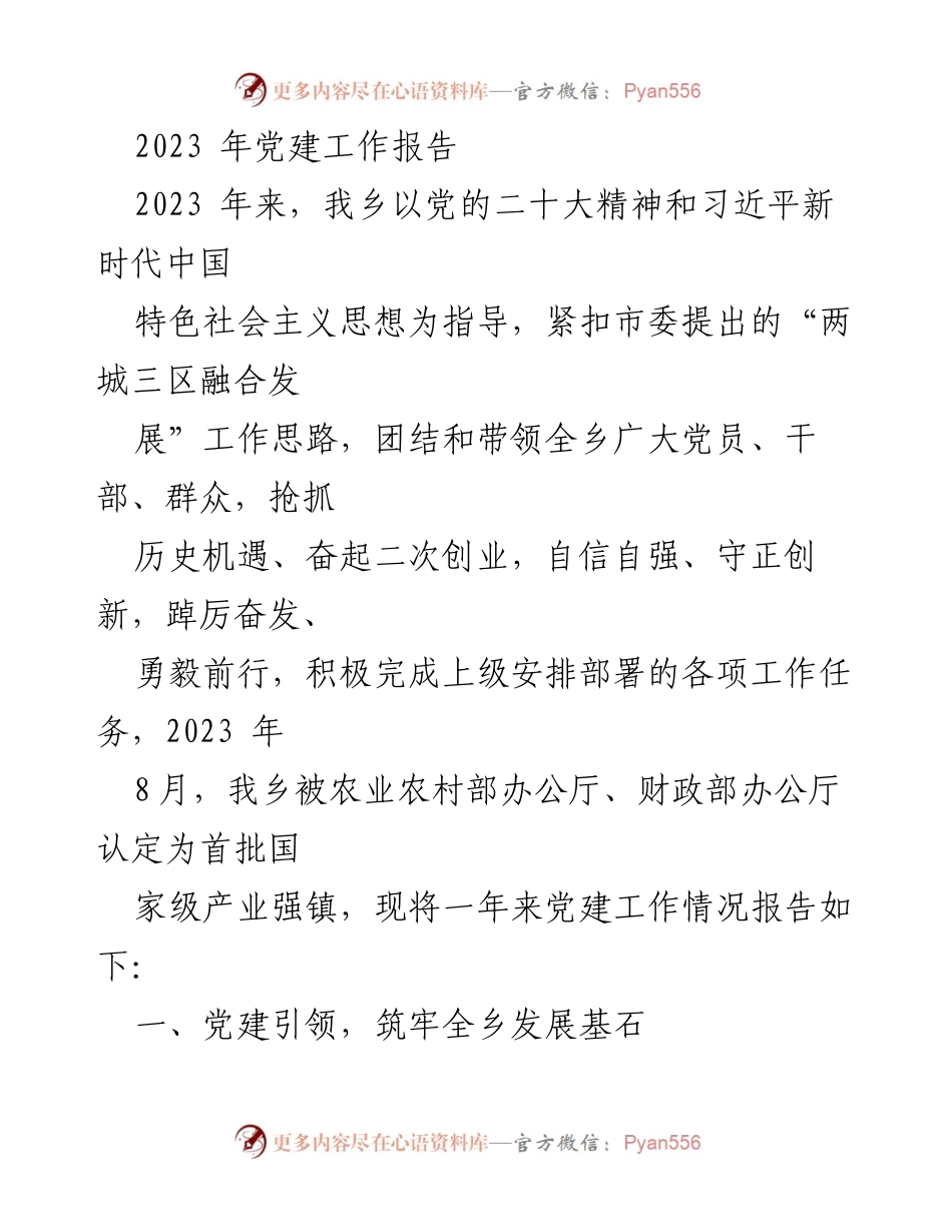 [工作总结] 乡镇党建工作 - 2023年党建工作总结报告.docx_第1页