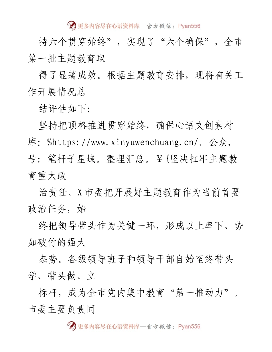 [工作总结] 主题教育 - 某市2023年第一批主题教育实施成效总结报告.docx_第2页