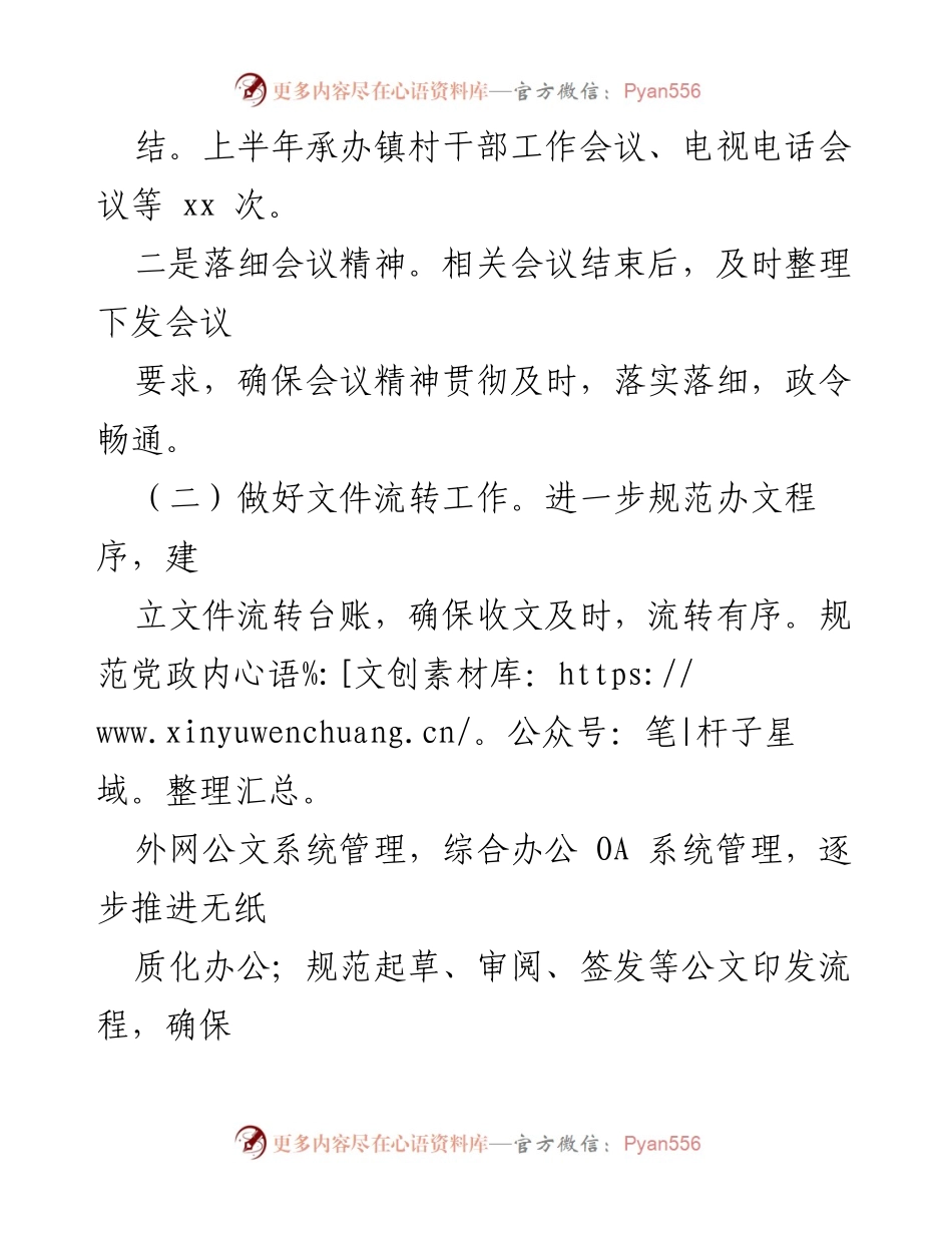 [工作总结] 乡镇党政办公室 - 2024年上半年工作总结与提升措施.docx_第2页