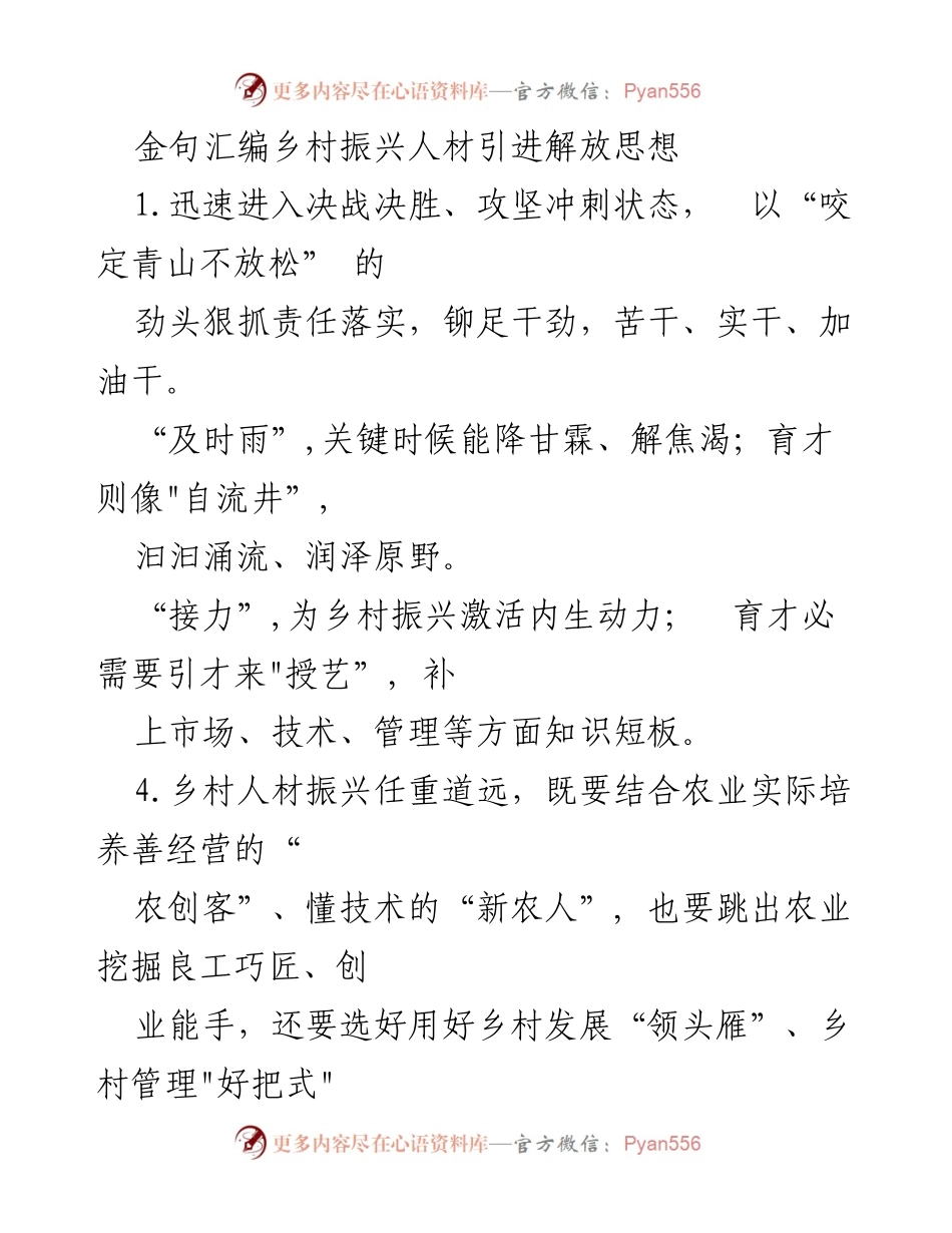 [工作总结] 乡村振兴 - 乡村人材引进与发展策略总结.docx_第1页
