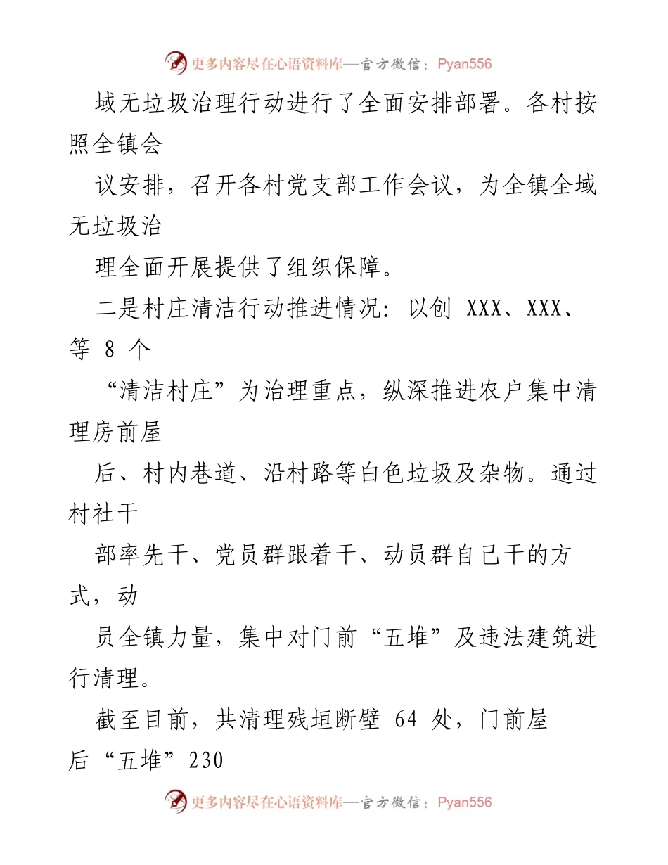 [工作总结] XXX 镇全域无垃圾治理 - 2023年全域无垃圾治理工作总结.docx_第2页