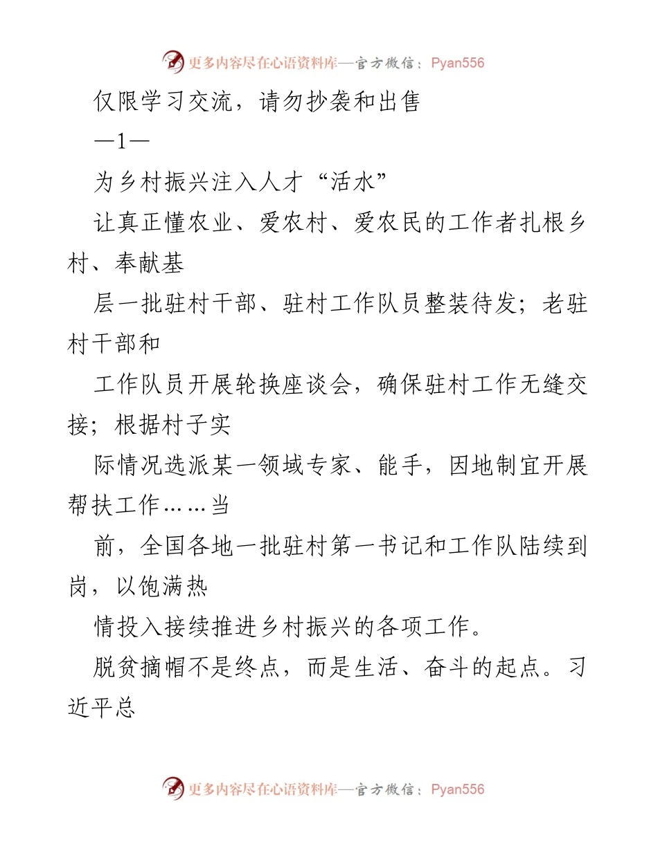 [工作总结] 乡村振兴 - 驻村干部助力乡村振兴的实践与展望.docx_第1页