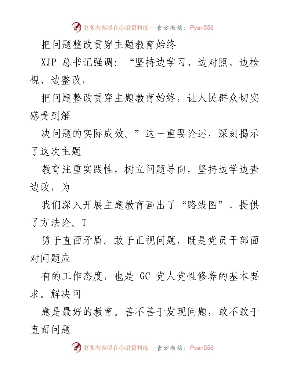 [工作总结] 主题教育 - 问题整改贯穿主题教育的实践与落实.docx_第1页