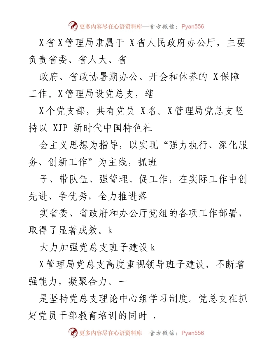 [工作总结] X管理局 - 加强党总支建设与提升政务服务水平的实践与成效.docx_第1页
