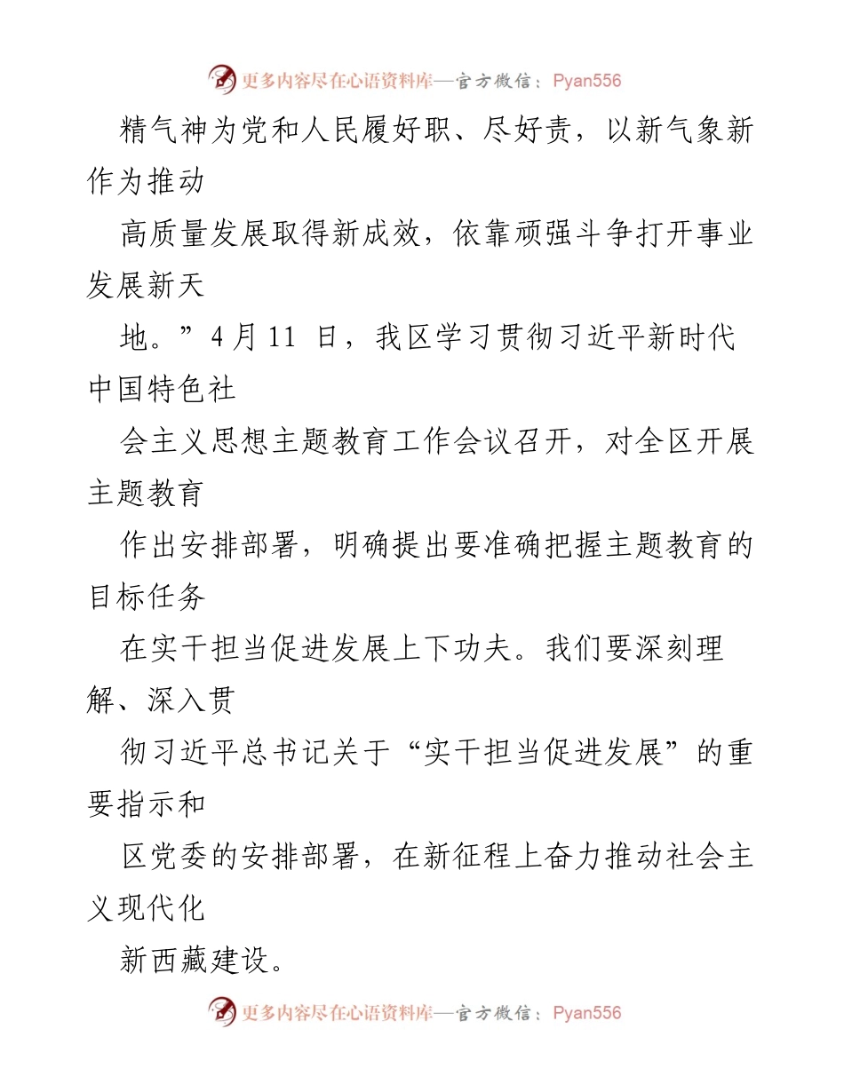 [工作总结] 主题教育工作会议 - 实干担当促进发展，推动社会主义现代化新西藏建设.docx_第2页