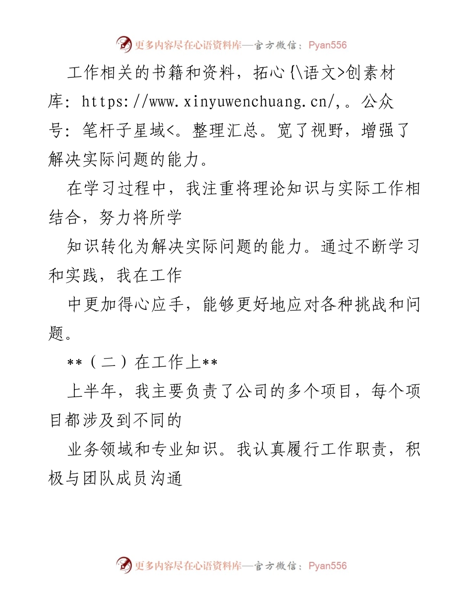 [工作总结] 个人工作总结 - 2024年上半年个人工作总结与反思.docx_第2页